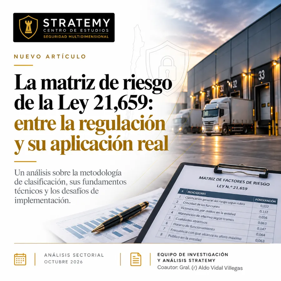 Portada del análisis STRATEMY sobre la matriz de riesgo de la Ley 21.659